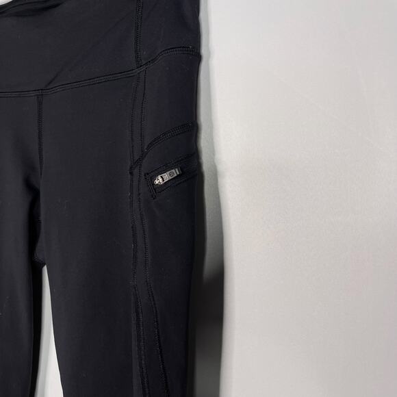 Lululemon Womens 4 Black Tulip Back Hem Cropped Capri Leggings Workout - Picture 5 of 11